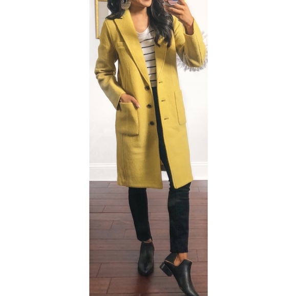 J. Crew Olga Mustard Yellow Italian Wool Top Coat